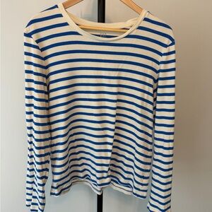 GAP Favorite Tee Blue White Stripe Long Sleeve Top XXL